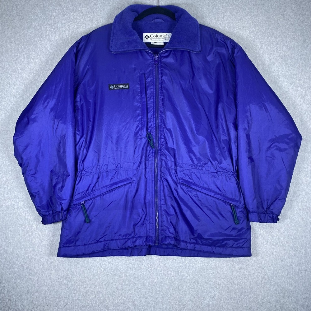 Vintage Columbia Jacket Womens L Purple‎ Fleece Lined Nylon Full Zip